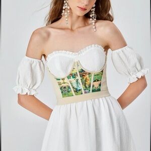 Shein mod Figure & Floral Print Zipper BackCorset Without Dress. size small NWOT